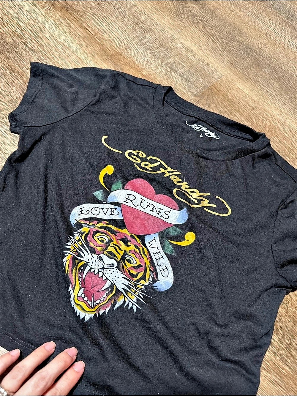 Ed Hardy Love Runs Wild Tiger Crop Top Black